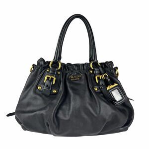 Prada Milano Shoulder Bag Handbag Leather Black